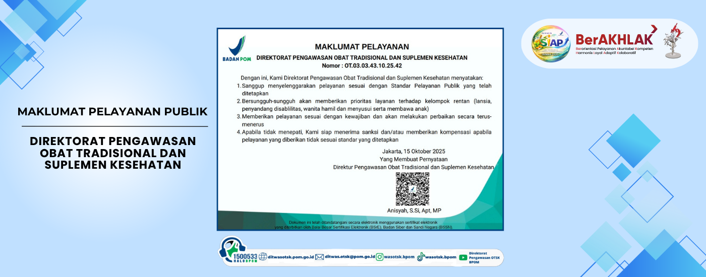 Maklumat Pelayanan Dit. Pengawasan OT dan SK Tahun 2026