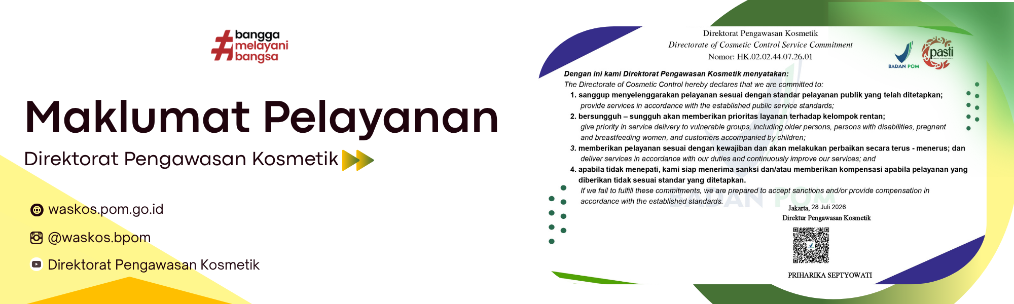 Maklumat Pelayanan Direktorat Pengawasan Kosmetik 2025